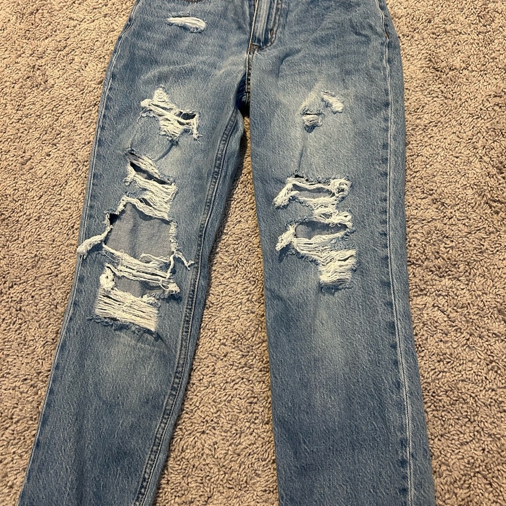 Aeropostale Blue Boyfriend Jeans Distressed Style